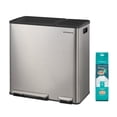 thumbnail image 1 of SONGMICS Kitchen Dual Trash Can, 13 + 5.3 Gallon 2-Compartment Trash Bin,Stainless Steel Garbage Can, Pedals, Soft-Close Lids, Inner Buckets, Silver, 1 of 5