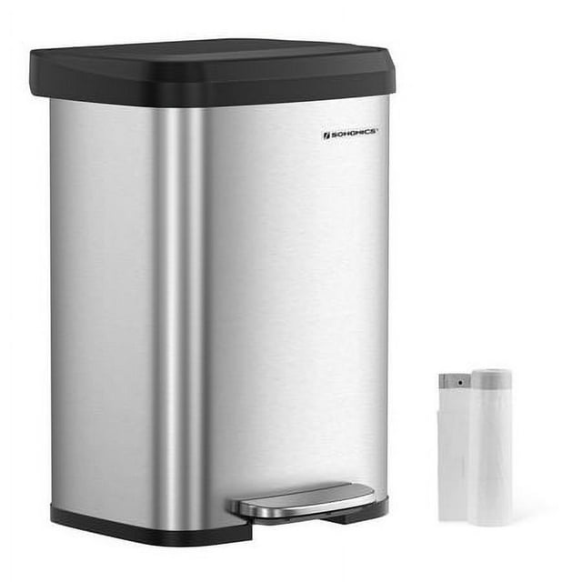 SONGMICS Kitchen Trash Can 13 Gallon Stainless Steel Garbage Can