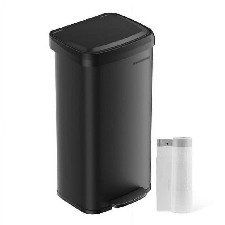 SONGMICS Kitchen Trash Garbage Can, Pedal Rubbish Bin 13.2 Gallons (50L), Silver