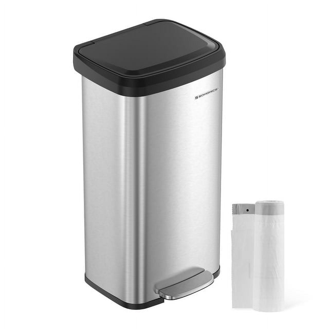  SONGMICS Kitchen Trash Can, 13-Gallon Stainless Steel Garbage  Can, with Stay-Open Lid and Step-on Pedal, Soft Closure, Tall, Large and  Space-Saving, Black ULTB530B50 : Home & Kitchen