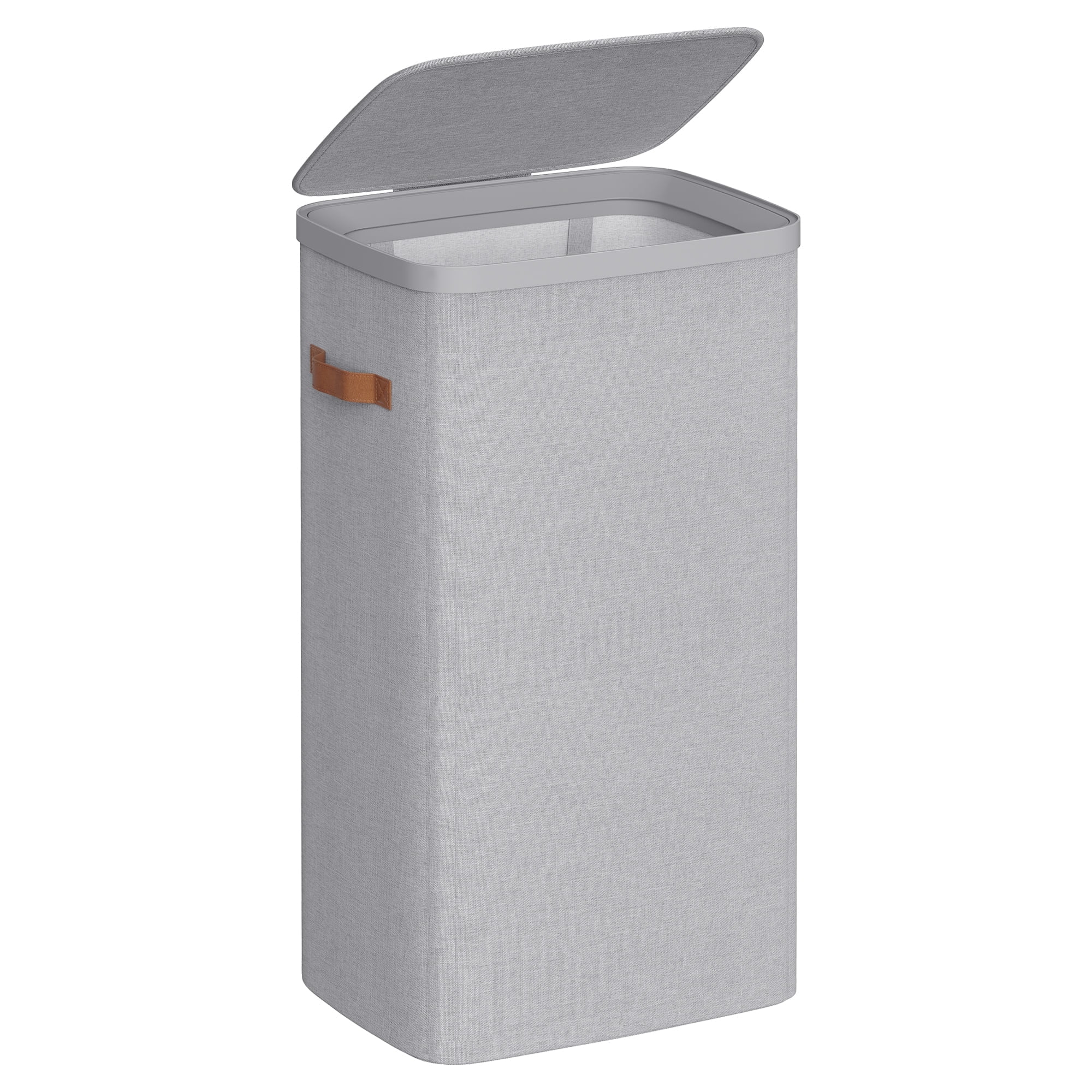 SONGMICS Laundry Basket, 26.4 Gal. Laundry Hamper, Easy Assembly, with Lid and Handles, Removable Liner, 16.5 x 12.6 x 29.5 Inches, Dove Gray