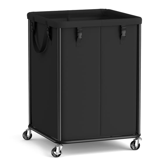 SONGMICS Laundry Basket with Wheels, Rolling Laundry Hamper with Steel Frame, Removable Liner Bag, 45 Gallon (170 L), Ink Black