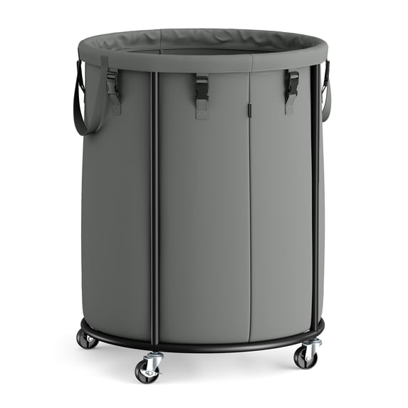 SONGMICS Laundry Basket with Wheels, Rolling Laundry Hamper with Steel Frame, Removable Liner Bag, 45 Gallon (170 L), Slate Gray