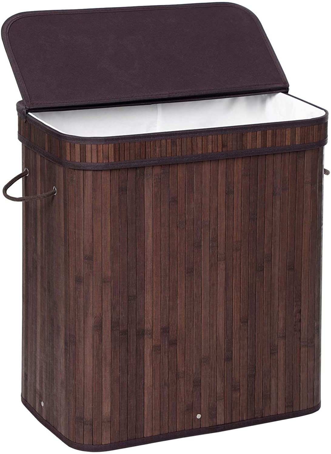 Elegant Brown Bamboo Laundry Basket with Lid