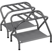 SONGMICS Luggage Rack Set of 2 with Fabric Storage Shelf Suitcasa Stand for Guest Room Bedroom Holds up to 110 lb Slate Gray