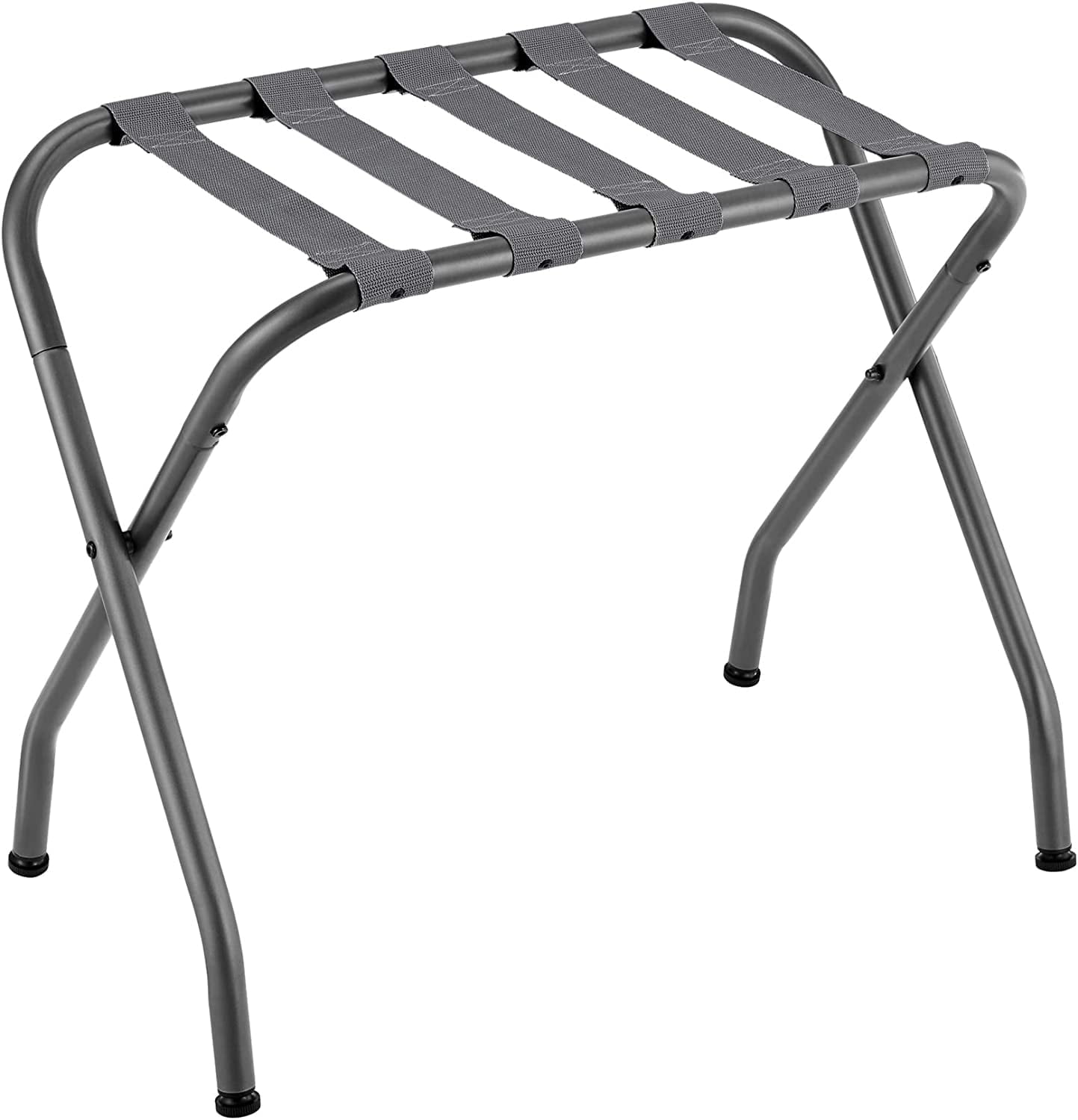 Gray Steel Foldable Luggage Rack with Nylon Straps