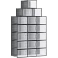 thumbnail image 1 of SONGMICS Pack of 18 Stackable Shoe Storage Organizers, Transparent and Black, 1 of 7