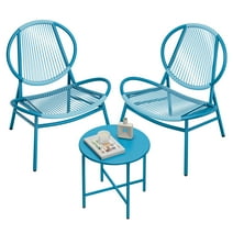 SONGMICS Patio Furniture Set 3 Pieces, Acapulco Chairs, Outdoor Seating, Side Table and 2 Chairs, Indoor and Outdoor Conversation Set, Balcony Porch