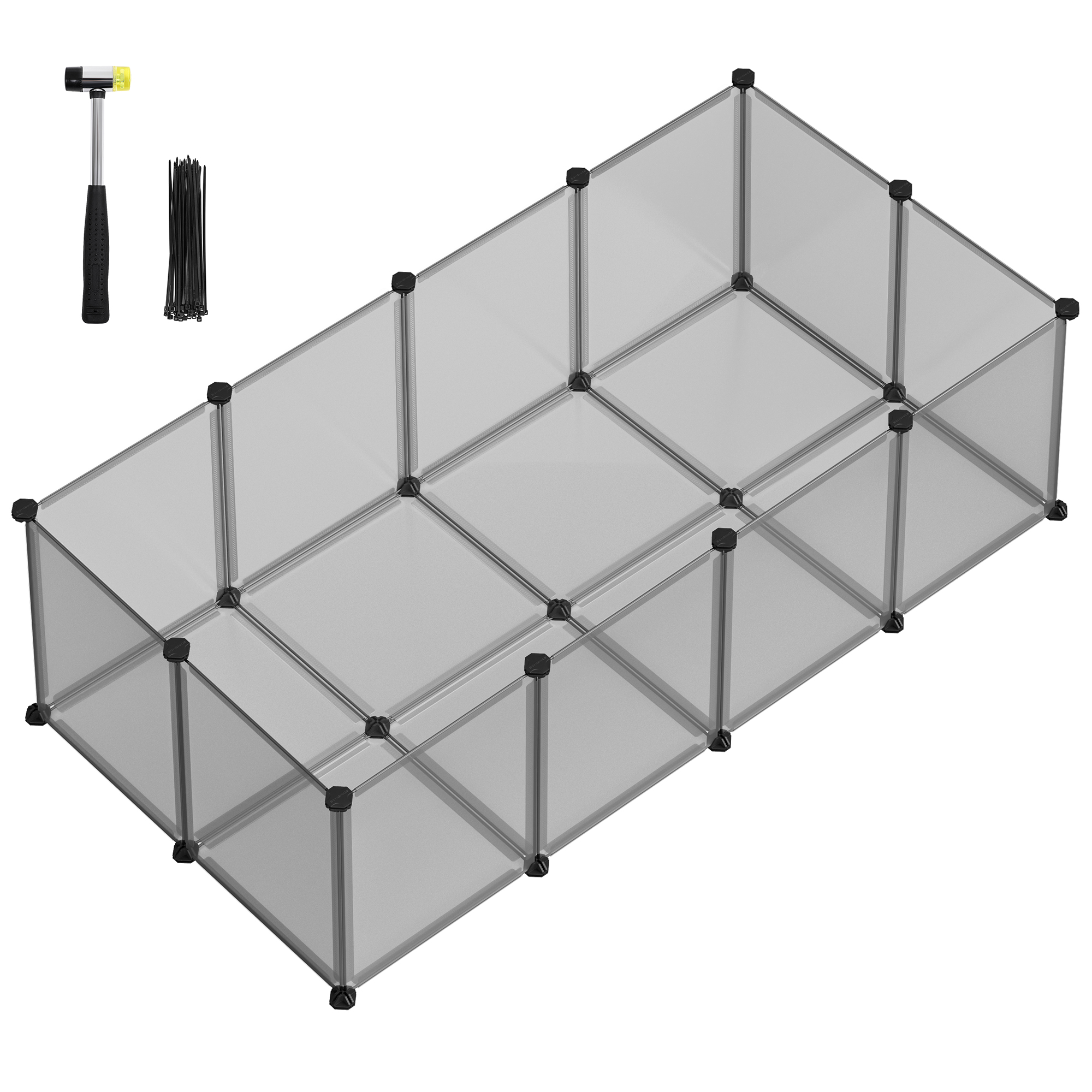 SONGMICS Pet Playpen with Floor, Small Animal Pen, Pet Fence Indoor