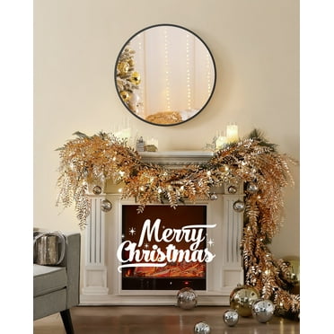 Round Wall Mirror 19.7" Diameter, Metal Frame, Black