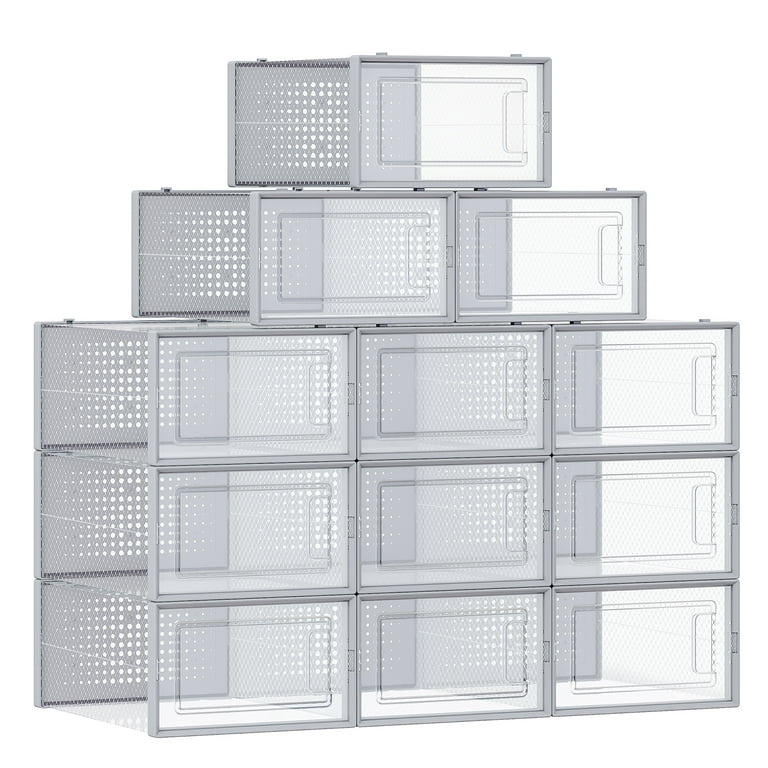  SESENO. 12 Pack Shoe Storage Boxes, Clear Plastic