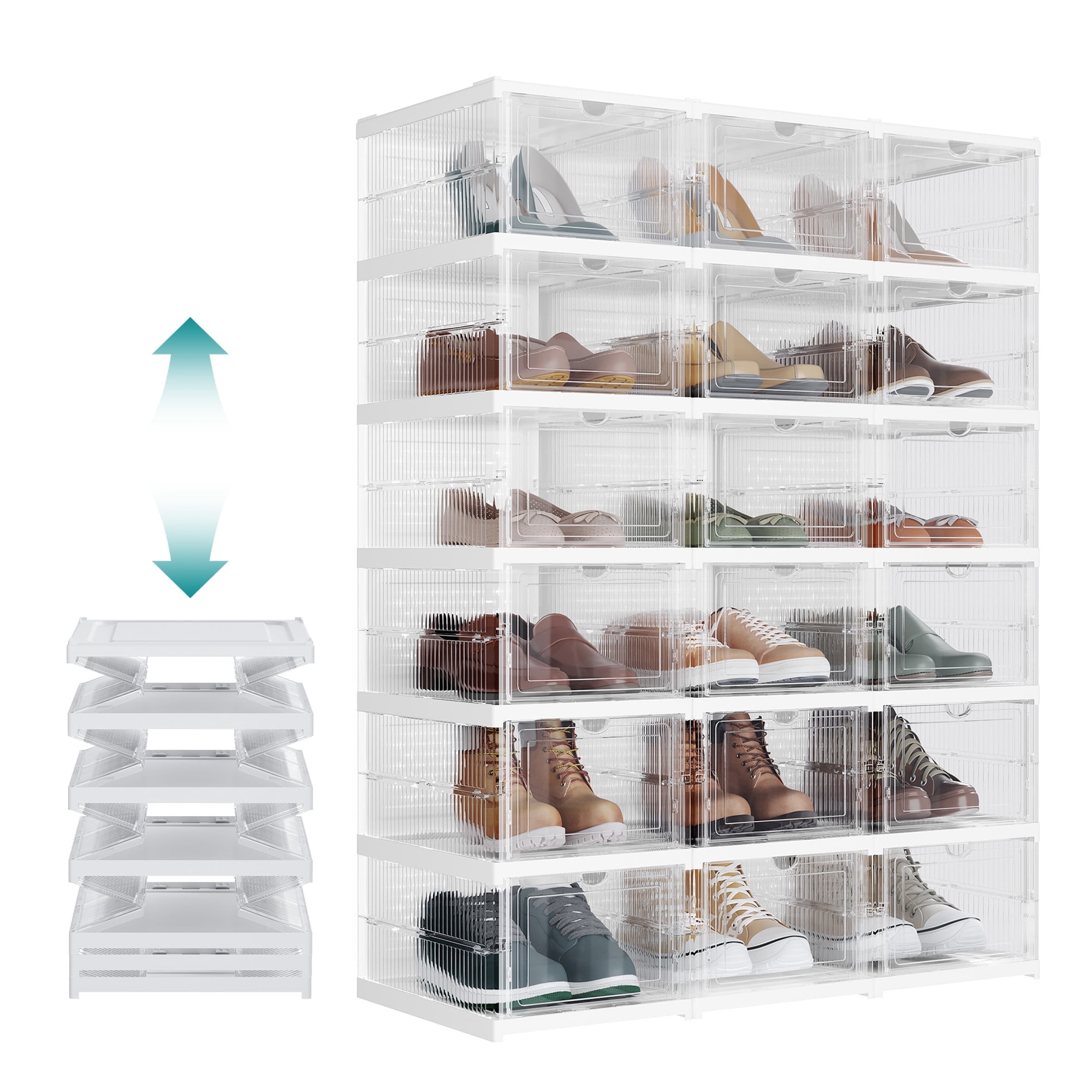 SONGMICS Shoe Boxes Set of 18,Stackable Shoe Storage Organizerfor ...