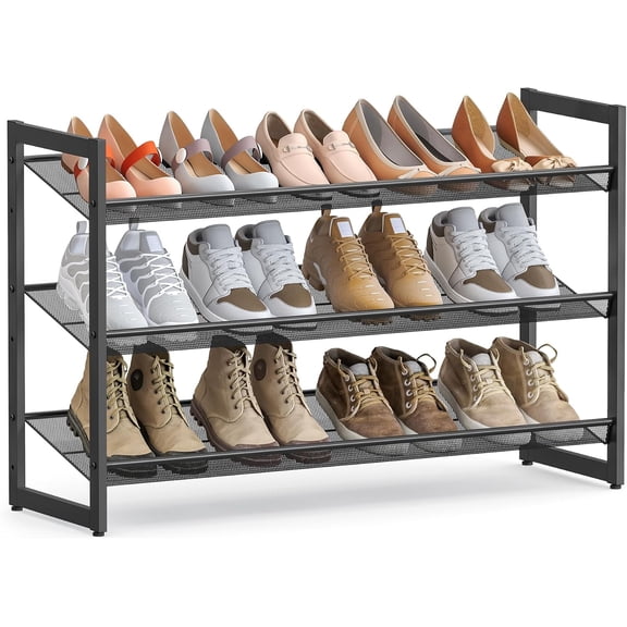 Xuxu 3-Tier Stackable Shoe Rack, Bronze, Holds up to 12 Pairs of Shoes