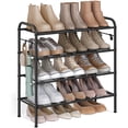 thumbnail image 1 of SONGMICS Shoe Rack, 4-Tier Metal Shoe Shelf Storage with 4 Side Hooks, Holds 16 Pairs of Shoes, Height-Adjustable Shoe Rack, Easy Assembly, Ink Black, 1 of 5