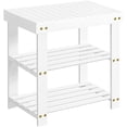 thumbnail image 1 of SONGMICS Shoe Rack Bench, 3-Tier Bamboo Shoe Storage Organizer, Entryway Bench, Holds Up to 286 lb, 11.3 x 19.7 x 17.8 Inches, for Entryway Bathroom Bedroom, Cloud White, 1 of 6