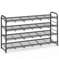 thumbnail image 1 of SONGMICS Stackable Shoe Rack, 4 Tier Metal Shoes Rack Storage Shelf, Holds up to 20 Pairs, Adjustable Slanted Shelves for Small Spaces,Black, 1 of 5