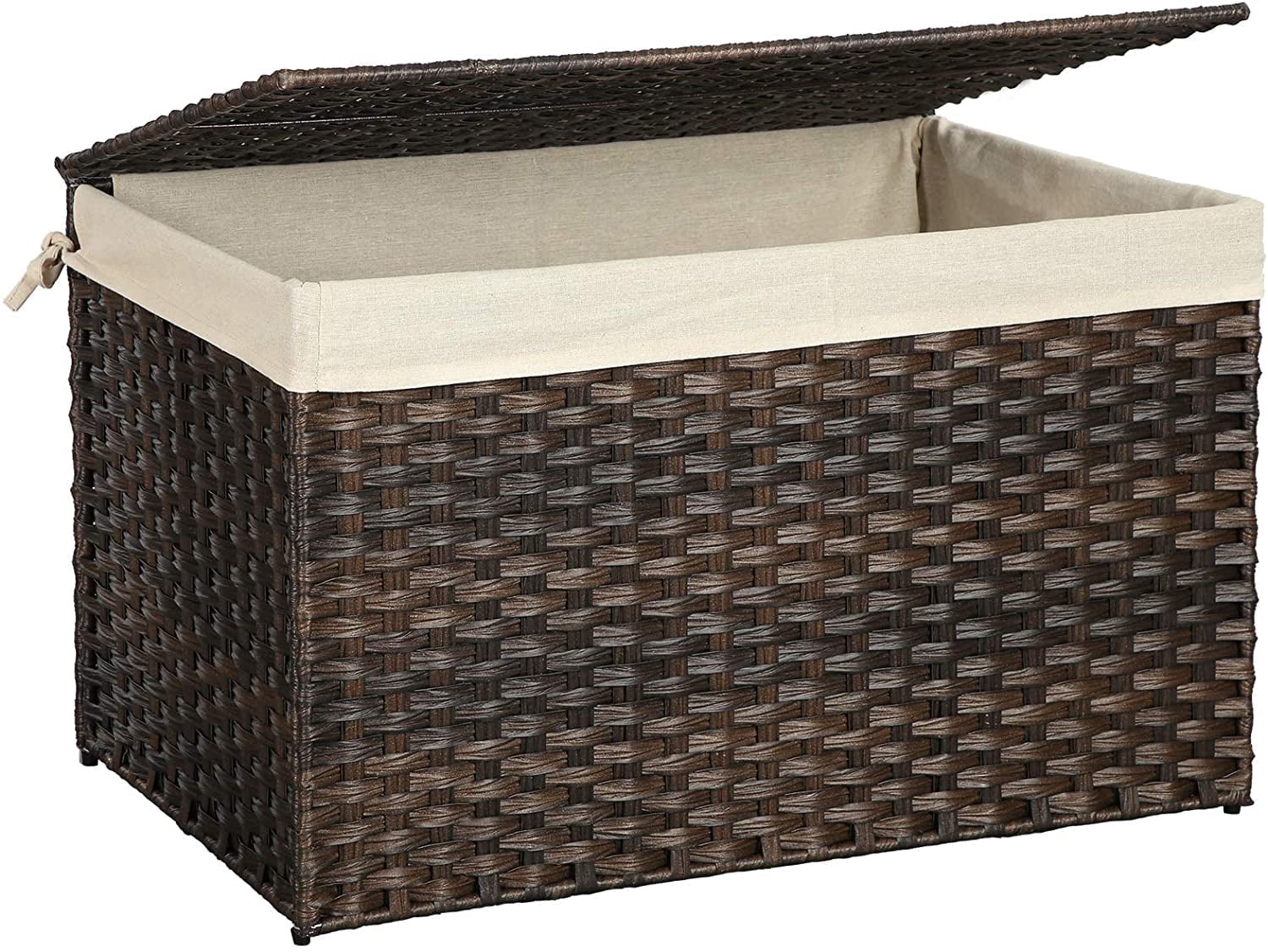 SONGMICS Storage Box with Cotton Liner, Rattan-Style Storage Basket