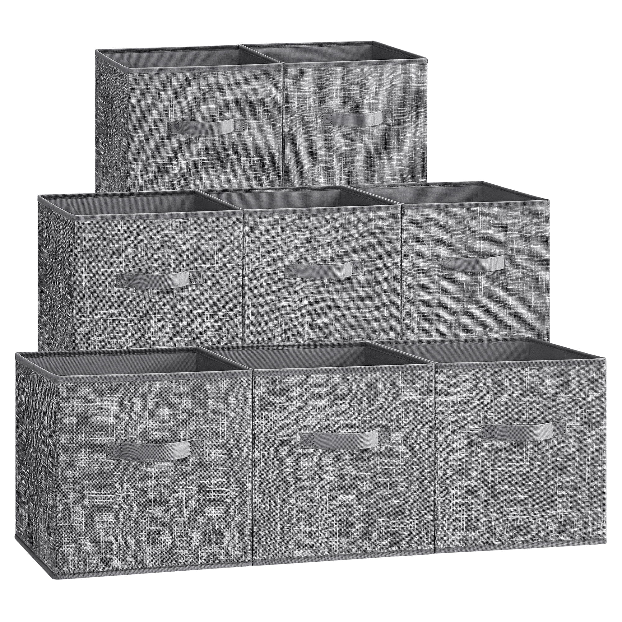 SONGMICS 8 Storage Cubes, 11.8" Non-Woven Fabric Bins with Double Handles Closet Organizers for Bedroom Living Room Cattail Gray