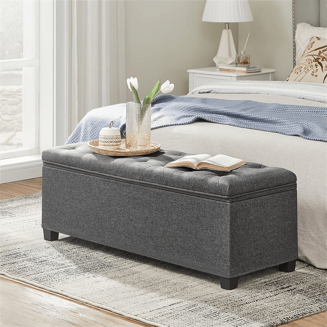 SONGMICS Storage Ottoman Bench Footrest Ottoman with Storage for
