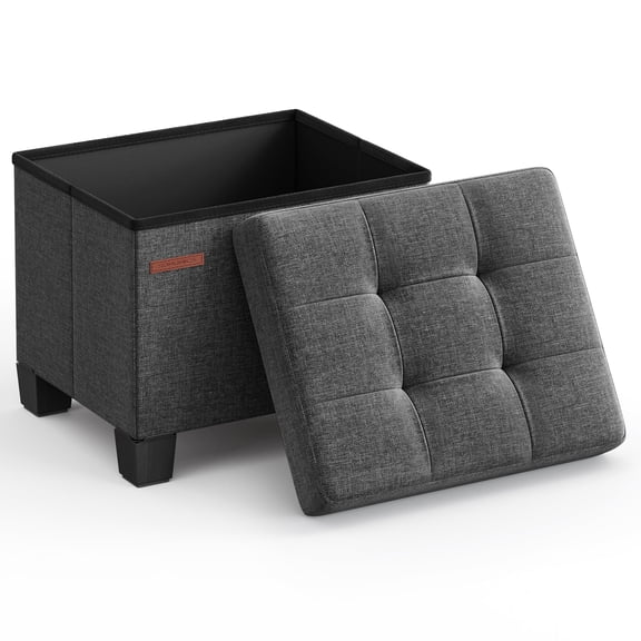 SONGMICS Storage Ottoman, Small Ottoman Foot Rest with Legs, 32 x 40 x 33.5 cm Foot Stool, Ottoman with Storage, Load up to 660 lb, Slate Gray