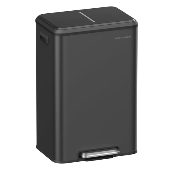 SONGMICS Trash Can, 10.5-Gallon (40L) Kitchen Garbage Can with Lid and Wide Foot Pedal, Black