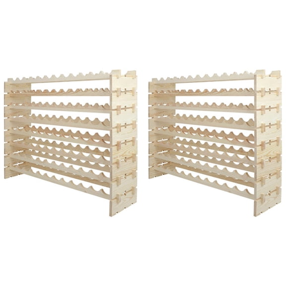 SONGMY 2-Pack Modular Wood Wine Racks, 192 Bottles Total Capacity, Stackable Wine Storage System