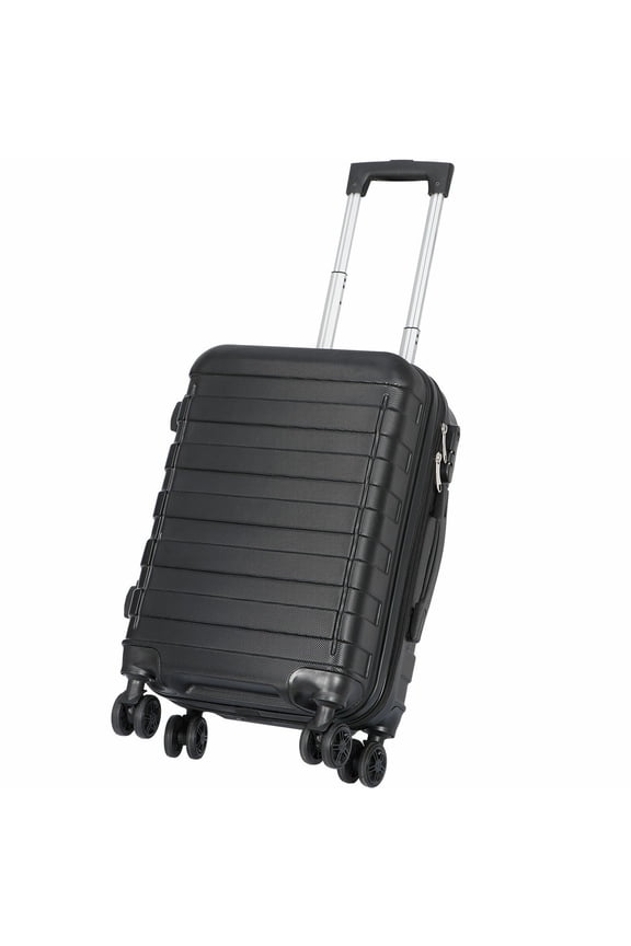 21" Carry-on Spinner Luggage, Black Expandable Suitcase with Wheels, Hardside Travel Luggage with TSA Lock