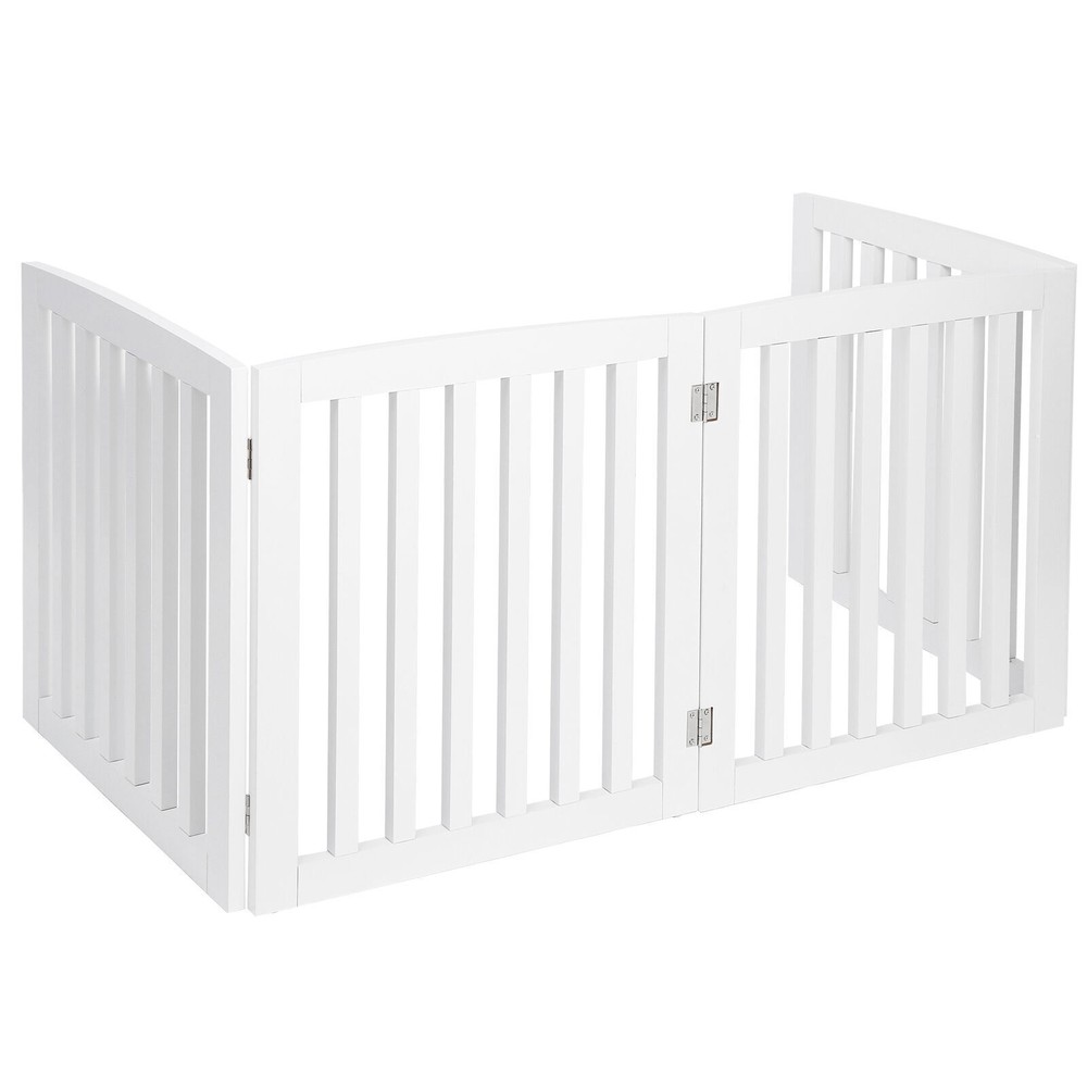 SONGMY 24" Dog Gate 4 Panels, White Pet Fence Baby Playpen Folding Barrier