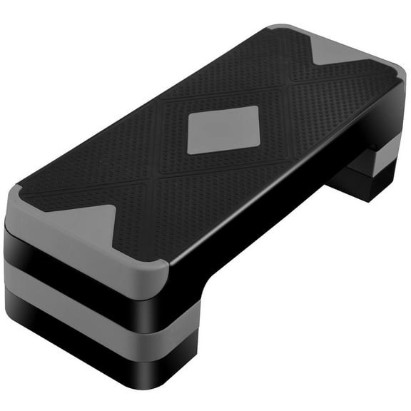 SONGMY 27.3 inch Aerobic Step Platform, Grey Muscle Exercise Stepper with 4 Risers, Home Gym Fitness Equipment