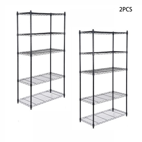 SONGMY 2PCS 5 Tier Storage Shelving Unit, Steel Organizer Wire Rack Heavy Duty, Adjustable Garage Shelf Set
