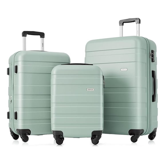 SONGMY 3 PieceABS Hardshell Luggage Sets Spinner Wheels Suitcase TSA Lock Suit Case, Creamy Green, 20/24/28 Inch