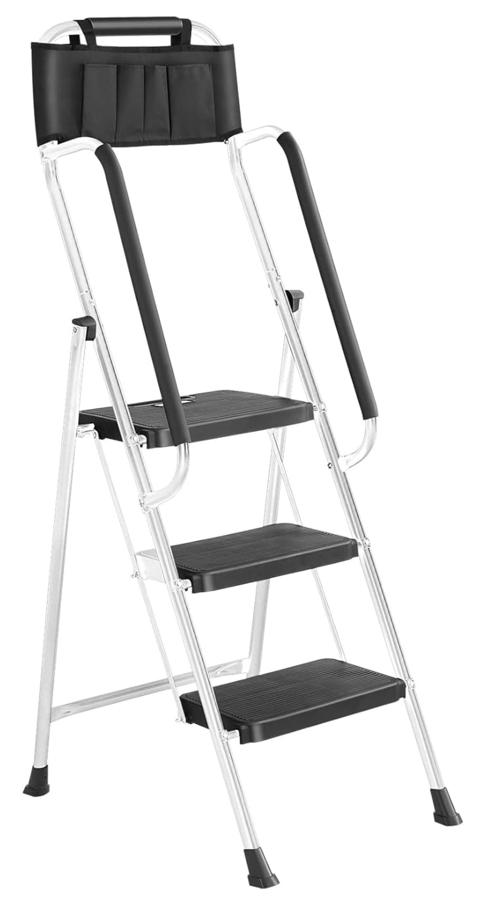 Step Ladderwith Rails SONGMY 3-Step Ladder with Hand Rails Anti-Slip Platform & Rubber Feet ...