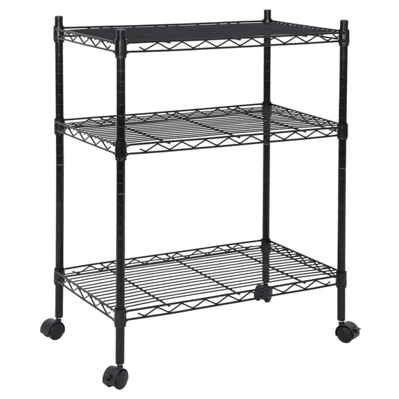 SONGMY 3 Tier Storage Shelving Unit with Wheels, Steel Organizer Wire Rack Heavy Duty, Adjustable Garage Shelf for Home Office