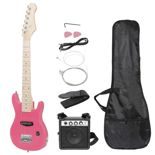 SONGMY 30" Electric Guitar Beginner Kit, Pink with 5W Amp, Gig Bag, Strap & Cable, Full Size Electric Guitar Set for Kids Adults
