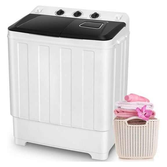 SONGMY 30Lbs Portable Twin Tub Washing Machine - 19Lbs Wash & 11Lbs Spin with Drain Pump, Compact Laundry Machine for Apartments & RVs