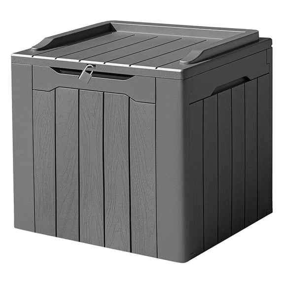 SONGMY 31 Gallon Waterproof Outdoor Storage Box Resin Deck Box Lockable and UV Resistant for Patio Furniture,Garden Tools (Grey)