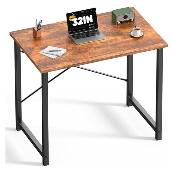 SONGMY 32 in Small Computer Desk for Home Office, Modern Study Work Table Simple Style for Bedroom, Writing Desks with X-Shaped Reinforcement, Rust