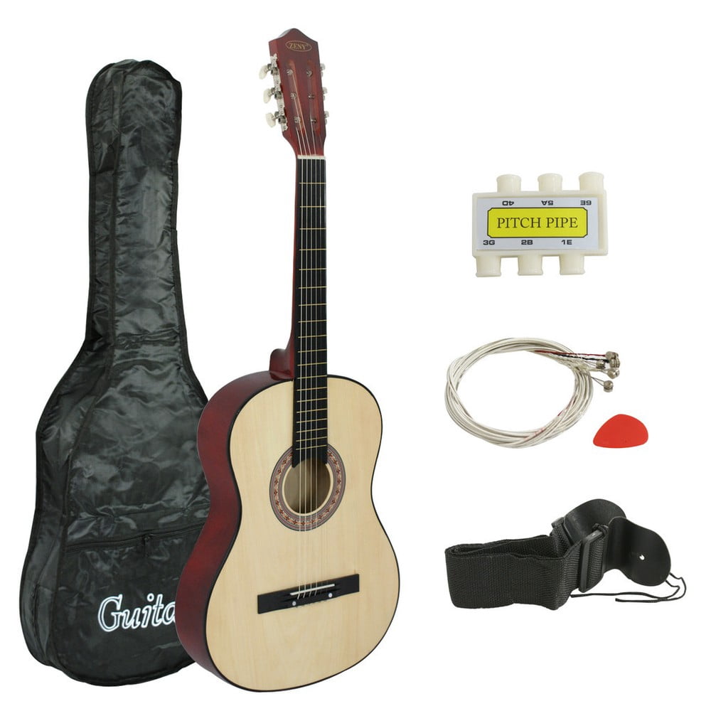 SONGMY 38" Wooden Acoustic Guitar, Natural with Gig Bag, Kids Musical Gift, Full Size Acoustic Guitar for Beginners