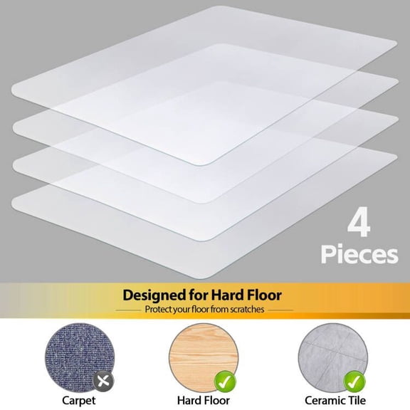 SONGMY 4-Pack 60"x46" Clear Office Chair PVC Floor Mats, Thick Chair Mat Protectors for Hard Floors, Desk Chair Mats