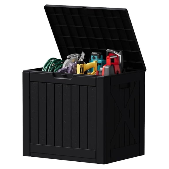 SONGMY 40 Gallon Deck Box Outdoor Storage Box Waterproof for Patio, Large Outdoor Storage Bench Lockable for Outside (Black, 40 Gallon)