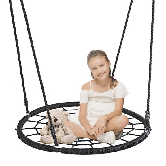 SONGMY 40-inch Spider Web Net Tree Swing, Roomy Nest Swing for Children Kids, Outdoor Nylon Rope Tree Swing