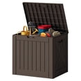 thumbnail image 1 of SONGMY 42 Gallon Deck Box Waterproof, Resin Outdoor Storage Box with Side Handles, Outdoor Storage Benches Lockable for Patio Cushions and Garden Tools (Brown), 1 of 7