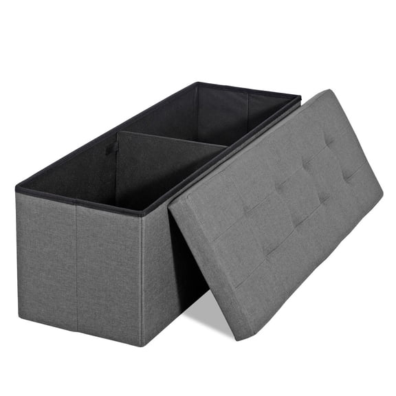 SONGMY 43-inch Light Grey Storage Ottoman Bench, Foldable Footrest Stool with Storage, Multi-Functional Bench for Bedroom Living Room