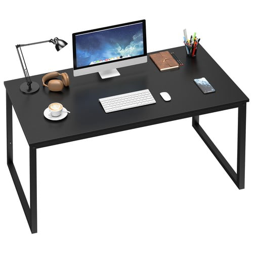 SONGMY 47" Computer Desk, Black Study Writing Table Dining Table for Bedroom, Simple Modern Office Desk for Home