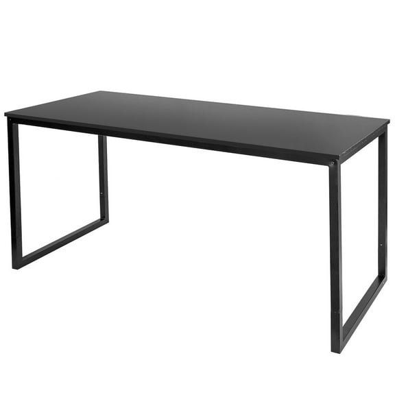 SONGMY 47" Home Office Computer Desk, Espresso Studio Steel Table Work Step, Black Modern Writing Desk for Small Spaces