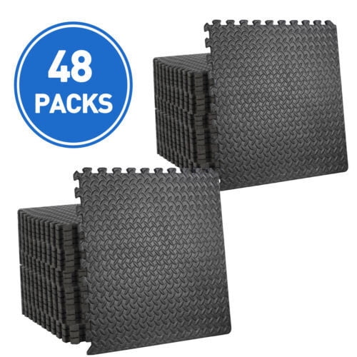 SONGMY 48-Piece Puzzle Exercise Mat, EVA Foam Interlocking Tiles 192 SQ. FT Coverage, Gym Floor Mats for Exercise