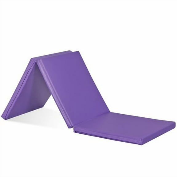 SONGMY 6'x2' Exercise Mat, Purple Non-Slip Tri-Fold Thick Foam Gym Mat for Gymnastics Yoga