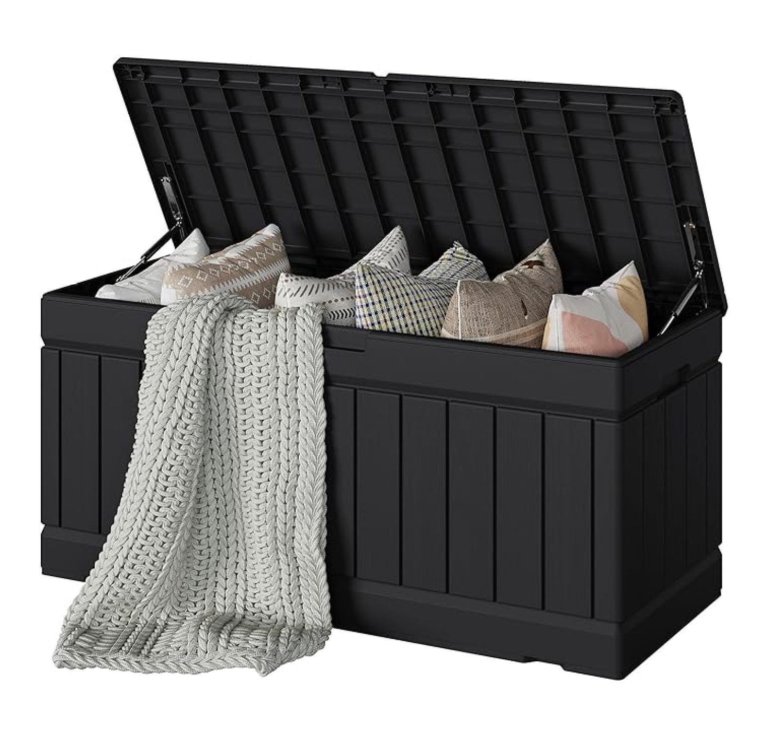SONGMY 78 Gallon Deck Box, Waterproof Resin Outdoor Storage Box for ...