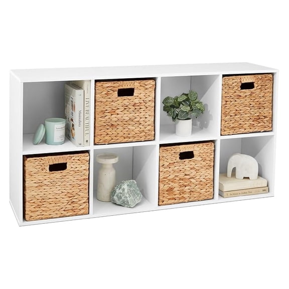 SONGMY 8-Cube Storage Organizer, 11in Shelf Opening, Bookcase, Display Shelf, Customizable w/ 3 Removable Back Panels – White
