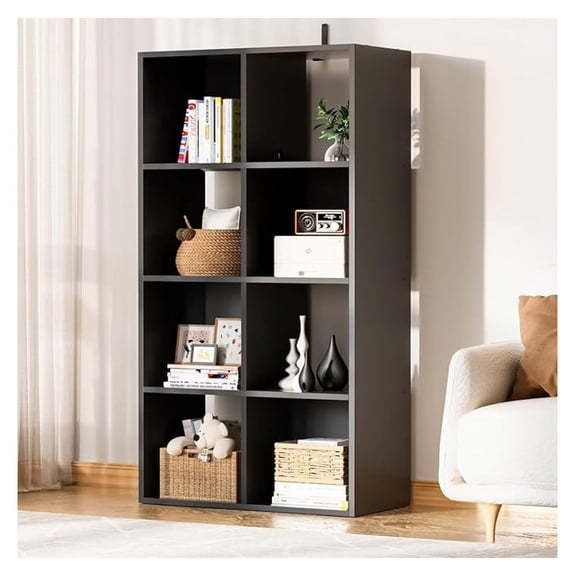 SONGMY 8 Wood Cube Storage Organizer with Open Back and Removable Back Panels, 11In Black Cube Storage Bookshelf, Cubicle Shelf Bookcase for Home Office Bedroom Living Room, Vertical or Horizontal